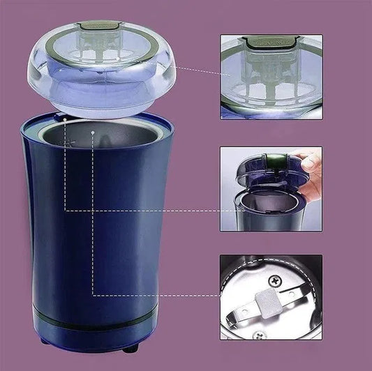 Portable Mini Mixer & Grinder - Powerful Electric Coffee Bean, Spice & Dry Fruit Grinder for Home, Travel & Office