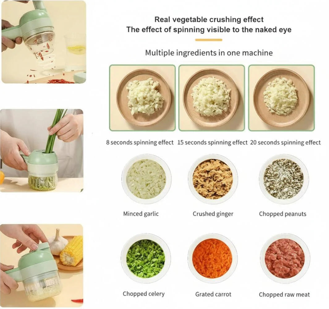 4 in 1 Portable Electric Vegetable Cutter Set